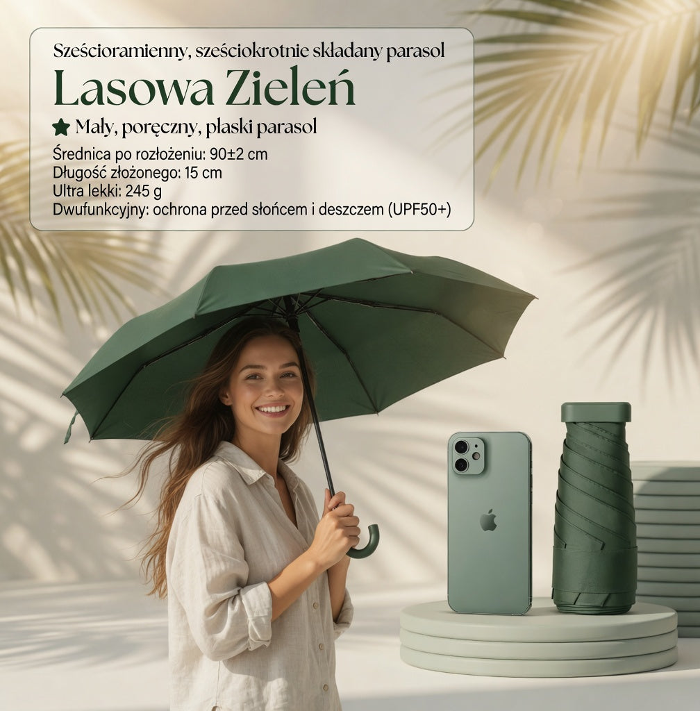 A lightweight khaki-colored umbrella for summer