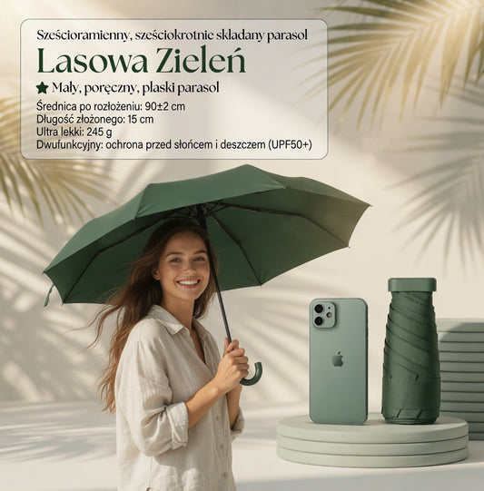 A lightweight khaki-colored umbrella for summer